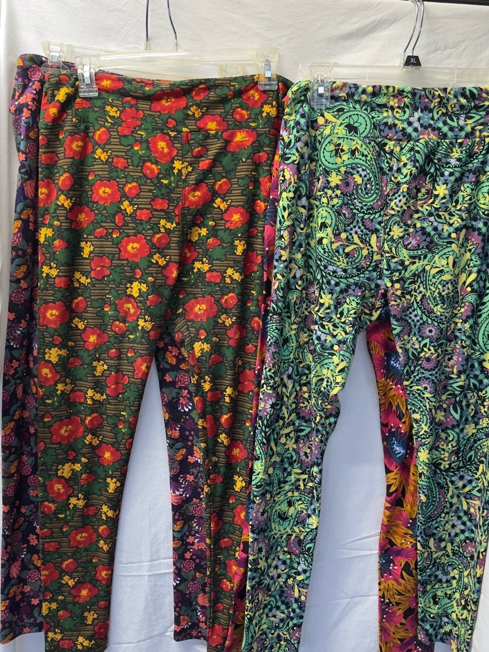 4 Pair Lot of LuLaRoe Stretch Leggings Colorful Print Pants Size-L Xtra Long